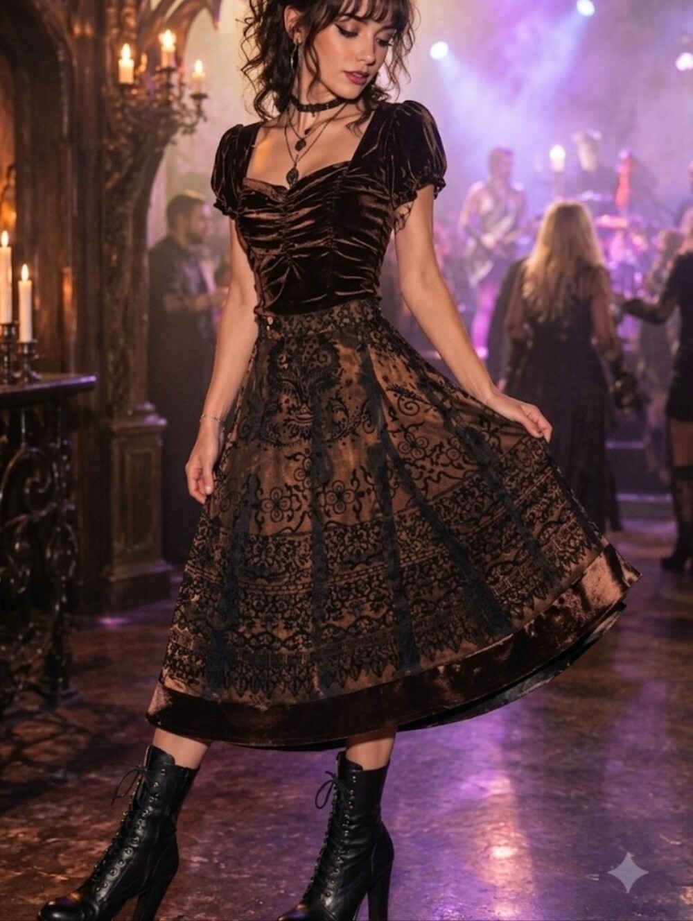 Sears Velvet Top And Skirt Deadstock Vintage Goth Romantic Steam Punk Coquette